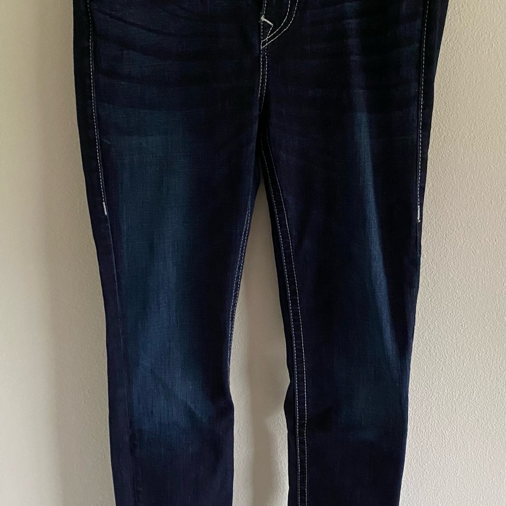 True Religion Dark Indigo Skinny Jeans with Subtle Fading